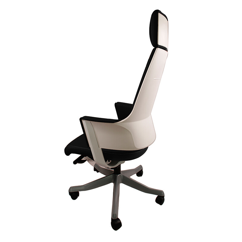 EBO 进口人体工学椅 高背老板座椅办公转椅 家用电脑椅大班椅子会议椅主管椅职员椅休闲椅子 白框黑色真皮